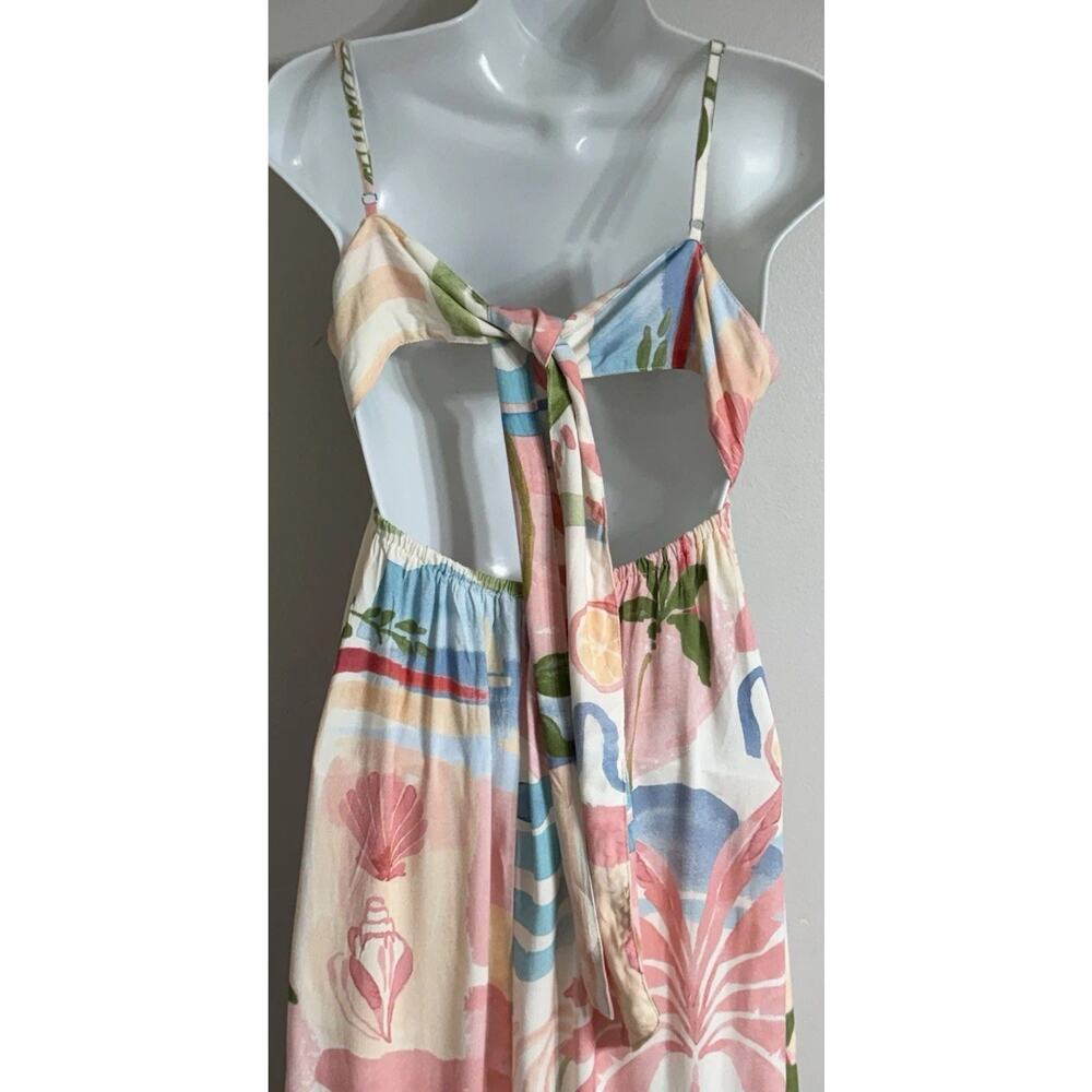 Paper Heart Maxi Dress Women’s XS Island Tropical Print Cut Out Ruffle Hem NWT - Picture 8 of 14